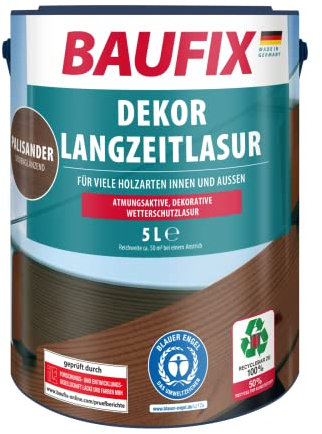 Baufix Vernice Trasparente Decorativa a Lunga Durata, Palissandro, 5L