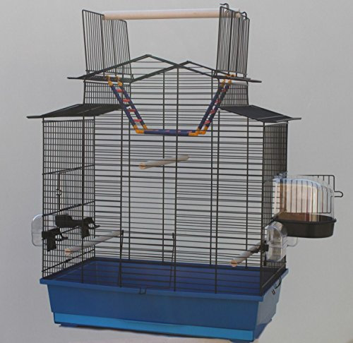 Blauer Vogelkäfig IZA III Cabrio Wellensittichkäfig,Exotenkäfig,Vogelkäfig Vogelbauer Wellensittich Kanarien Voliere Vogelhaus Käfig incl. Badehaus und Trinkröhrchen …