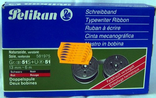 PELIKAN 581975 Schreibband schwarz/rot Größe 51 S+U, Doppelspule