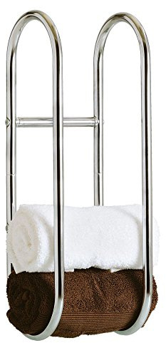 Taylor & Brown Chrome Plated Wall Mounted Bathroom Towel Rail Holder Storage Organiser Rack Stainless Steel Shelf – Holds 4-5 Towels
