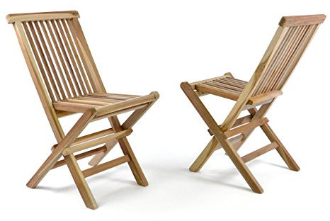 Divero 2er Set Klappbarer Kinderstuhl aus Teakholz, unbehandelt – Farbe: Natur-Braun