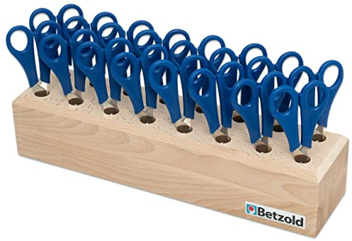 Betzold Scheren, 16 Stück im Holzständer | Scherenblock, Köcher, Scherenset