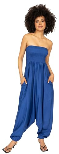 likemary Combinaison Convertible en Pantalon Harem en Tissu Effet Soie - Taille unique Sarouel Harem avec Poches Idéal pour les Vacances - Bleu Cobalt