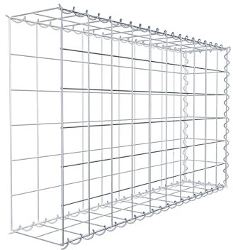 GABIONA Cestino di Pietra Gabbione Maglie rettangolari, 10 x 10 cm, profondità 20 cm, Cestino per la Coltivazione di Tipo 2, Chiusura a Spirale, con zincatura galvanica