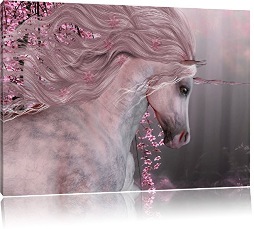 Pixxprint wunderbares Einhorn, Größe: 100x70cm, Leinwandbild, fertig gespannt, Wandbild, Dekoration, Kunstdruck, kein Poster