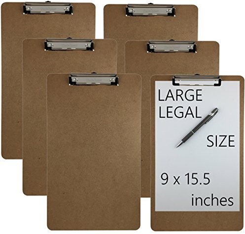 Trade Quest Legal Size Clipboard 9'' x 15.5'' Low Profile Clip Hardboard Single (Pack of 6)