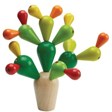 PlanToys Balancierender Kaktus - Buntes Motorikspielzeug für Kinder aus Holz - Holzspielzeug ab 3 Jahre - Steckspiel für 1-4 Spieler