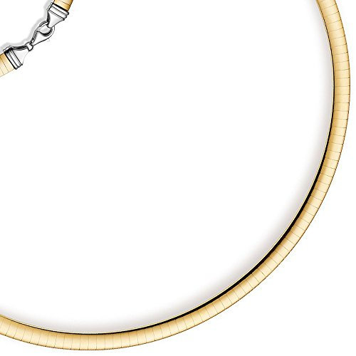 4mm Halsreif Wendeomegareif Collier flach 585 Gold Gelbgold & Weißgold 50cm Damen