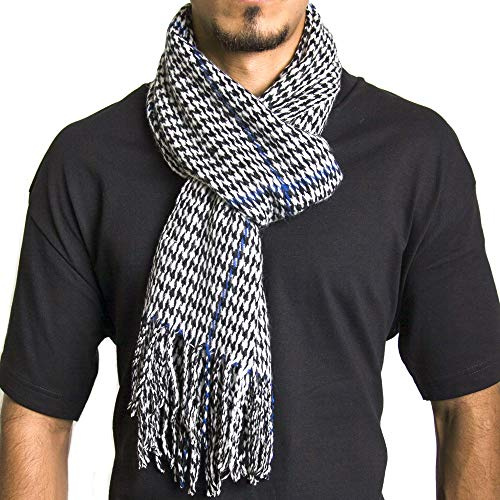 alpine swiss Herren Karierter Schal Weiche Winterschals Unisex,Blau Hahnentrittmuster,Einheitsgröße