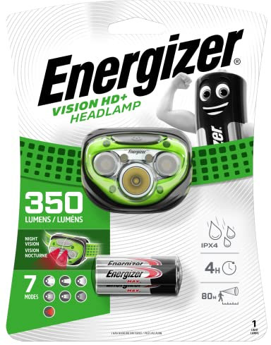 Energizer Stirnlampe LED, Vision HD+ Superhelle Kopflampe für Camping, Outdoor und Wandern, Batterie Enthalten