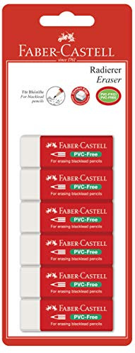 FABER-CASTELL 189525 - Gomma senza PVC 7095-20, 6 gomme per matite