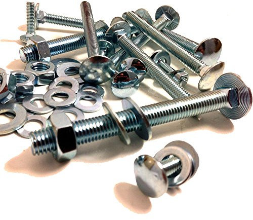 Carriage Bolt Hex Nut and Washers M6 x 30 (25 Pack) Carriage Bolt Zinc Plated 6mm x 30mm Cup Square Hex Bolt