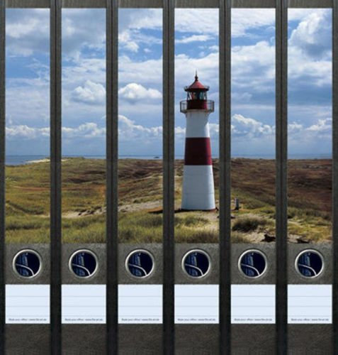 Ordnerrücken schmal 6er Set Ordner Leuchtturm See Maritim Ordner Aufkleber Etiketten Deko 084
