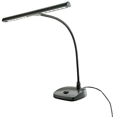 K&M Konig & Meyer 12297.090.55 Piano Lamp | Sturdy Music Light to Reduce Eye Strain While Playing | 12 LEDs, 2500 Lux | 16.338 Gooseneck with Stable Stand for Optimum Position | Black