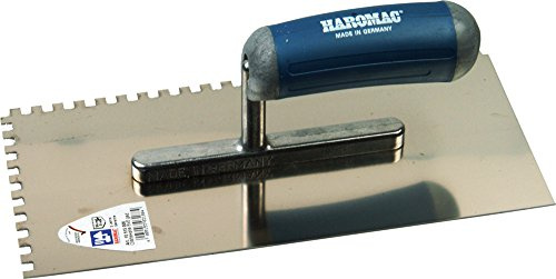 Haromac Glättekelle 8 x 8 gezahnt 280 mm, Rostfrei, 2K-ERGO, blaugrau, 125150084