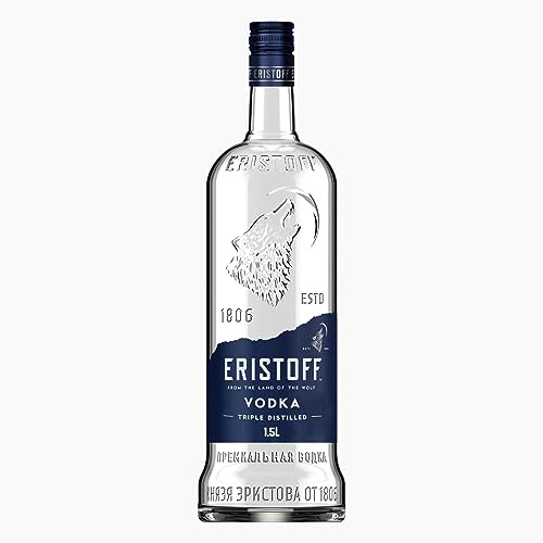 ERISTOFF Vodka Premium, 37,5 % Vol, 150cL / 1.5L, Filtrée au Charbon, Spirit Vodka Triple Distillée