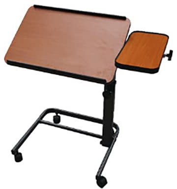 Platinum Health Acrobat Professional Overbed/Laptop Table, Tilting Mast, Height Adjustable with Casters. Split Top and Folds for Easy Storage. U-Shaped Base