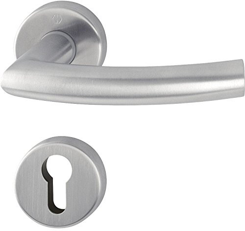 HOPPE 2819247 Set Maniglia Trondheim con Rosette PZ (Cilindro profilato), Inox Opaco, Acciaio Inossidabile