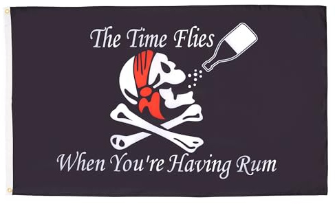 AZ FLAG Drapeau Pirate avec Rhum 150x90 cm Polyester 100D 2 Œillets | Usage intérieur et extérieur Drapeau décoratif corsaire coutures doubles et bords renforcés avec œillets métalliques