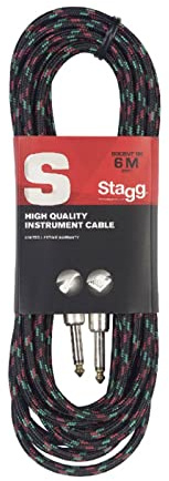 Stagg SGC6VT BK 6m S Series Vintage Tweed Instrument Cable - Black
