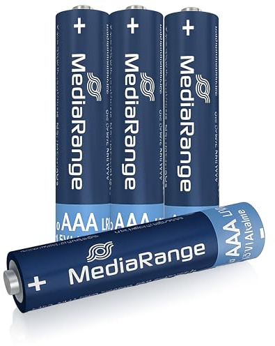 MediaRange MRBAT101 Batteries micro premium L03 4 pièces Type de batterie Alkaline 1, 5 Volt AAA bleu et blanc