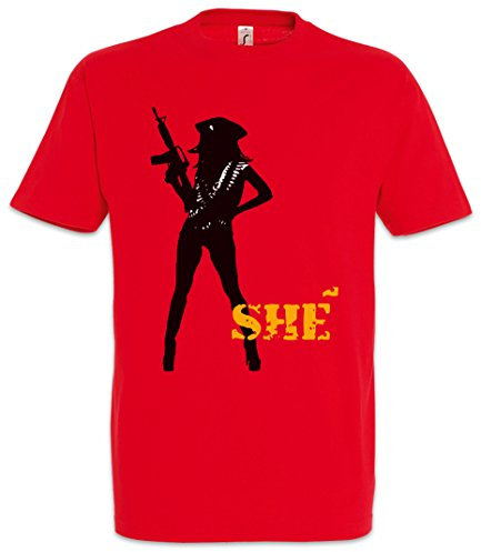 Urban Backwoods She Guerilla Logo Herren T-Shirt Rot Größe L