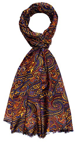 Lorenzo Cana - Designer Schal Schaltuch aus Baumwolle mit Seide aufwändig bedruckt Paisley Muster Marken Tuch Schaltuch 70 x 190 cm 8910911