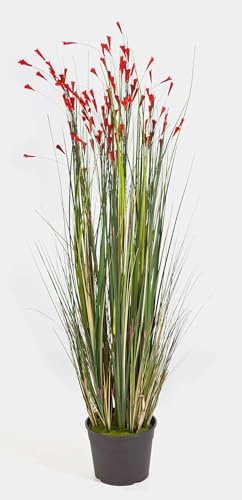 artplants.de Hierba Decorativa con 115 Flores Rojas, 700 Tallos, 120cm - Mata Artificial - Hierba sintética