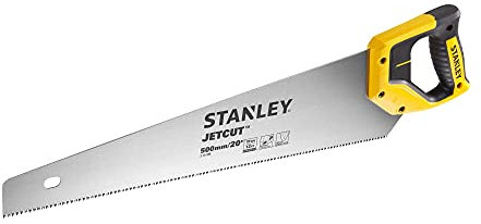 STANLEY 2-15-599 Scie Égoïne JetCut Coupe Fine 500 mm Fabriquée en France - denture JetCut 11dents/Pouce - Traitement HardPoint - Lame en Acier - Poignée Bi matière -Traçage 45° et 90° multicolore