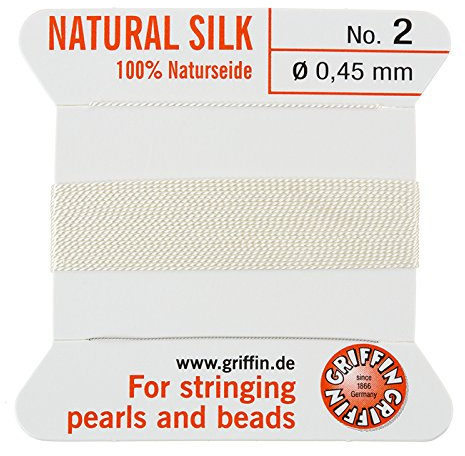 Griffin Cordon de perles en soie 0,45 mm (n°2) Blanc 2 m
