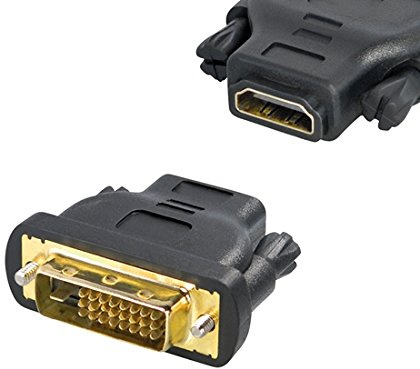 DVI HDMI Adapter, DVI-D 24+1 Stecker männlich auf HDMI Buchse Kupplung weiblich vergoldet, geeignet für HD FullHD, Schwarz