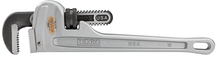 RIDGID 47057 Model 812 Aluminium Straight Pipe Wrench, Silver, 12-inch Plumbing Wrench