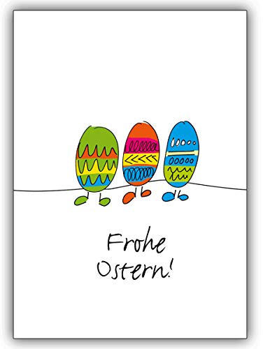 Kartenkaufrausch 4 Osterkarten Lustige Oster Grußkarte mit bunten Eiern und Spruch • individuelle Grusskarten Set mit Umschlägen, hochwertige Qualität