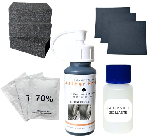 Reparatur-Set für Leder-Nachbearbeitung, für Audi, Farbcode GD schwarz Soul und Schwarz Black, 35 ml