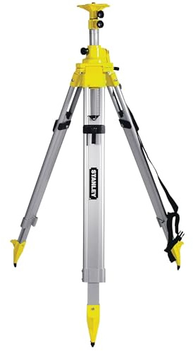 Stanley Trípode de Aluminio con Elevador, Rosca 5/8”, Doble Columna telescópica, Altura Ajustable de 102 cm a 292 cm, Sistema de Ajuste rápido, visagras fijadas con Tornillos, 1-77-164