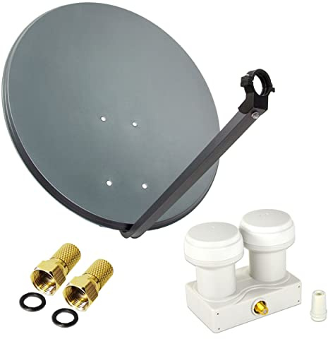 Premium X Satelliten-Komplettanlage 80cm Satellitenschüssel Aluminium LNB Single Monoblock Astra Hotbird, 2 SAT 1 Teilnehmer