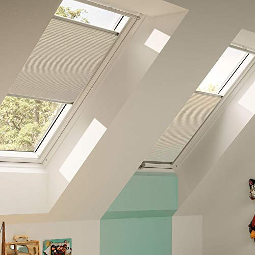 Orignal VELUX Wabenplissee / Faltstore DuoLine FHC P10 1155S / Bedienart : Manuell / Farbe : Uni Beige / Fenstergröße : P10 / Fenstertypen : GGU, GGL, GPU, GPL, GHU, GHL, GTU, GTL, GXU, GXL _14959