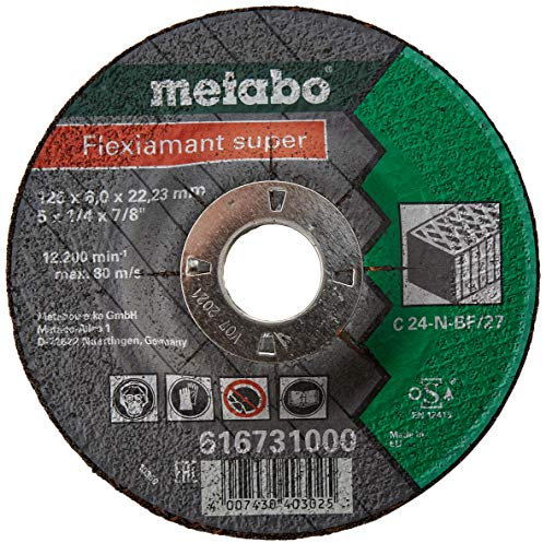 METABO 616731000 - Disco de desbaste para amoladora angular Flexiamant Super C24-N Piedra embutido Ø 125 x 6 x 22,22 mm (Envase de 25 Ud)