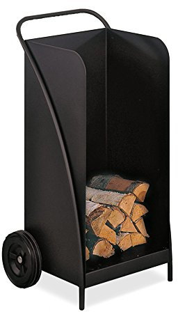 Heibi Holzwagen aus pulverbeschichtetem Stahl schwarz Glimmer 52x43x95 cm Kaminholzwagen