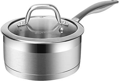 Duxtop Professional Stainless Steel Sauce Pan with Lid, Kitchen Cookware, Induction Pot with Impact-bonded Base Technology, 1.6 Quart