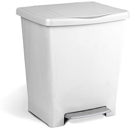 TATAY Pattumiera Cucina con Pedale Millenium 21L | Finitura Opaca | Interno ed Esterno | Per Sacchetti da 20L a 30L | Plastica Resistente Senza BPA | 33,5x30x39 cm, Bianco