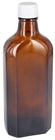 Meplatflaschen 18 x 200ml Braunglas inkl. Schraubverschluss Standard 22mm weiss mit Gießring *** Apothekenflasche ***