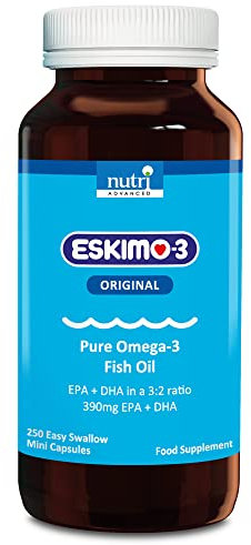 Eskimo-3 Fish Oil by Metagenics - Source of Omega-3 and Essential Fatty Acids EPA & DHA - Brain, Vision & Heart - 250 Mini Capsules