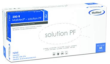 Guanti monouso in nitrile maimed Solution Next PF Blu L GR. 9, senza polvere, non sterili, senza lattice, 200 pezzi/scatola