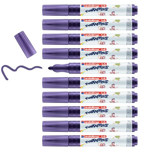 edding 14 FUNTASTICS - 10 Malstifte für Kinder - violett - Rundspitze 3 mm - für Malspaß auf hellem Papier und Karton - abwaschbar von Haut und Textilien