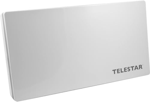Telestar Digiflat 2 Twin Sat platt antenn för 2 deltagare (LNB: 0,2 dB, 33,7 dBi vinst, fönstervägg/masthållare, kompass, monteringsverktyg) ljusgrå