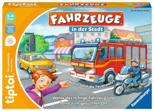Ravensburger tiptoi Spiel 00127 Fahrzeuge in der Stadt - Lernspiel ab 3 Jahren, lehrreiches Zuordnungsspiel für Jungen und Mädchen, für 1-4 Spieler