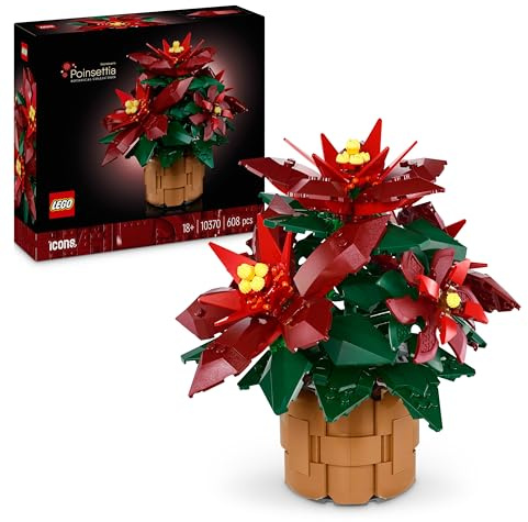 LEGO Botanicals Weihnachtsstern - Bauset für Erwachsene - Pflanzendeko aus der Botanik Kollektion - Geschenkidee für Blumenliebhaber- Schreibtisch Deko - Künstliche Pflanzen 10370