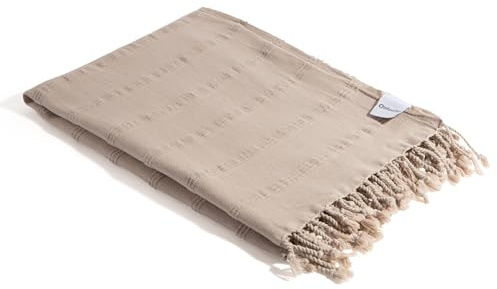 InfuseZen Stonewashed Turkish Bath & Beach Towel –100% Organic Turkish Cotton - Soft, Lightweight, Absorbent - Quick Dry, Sand Free - Swim, Pool, Shower, Travel - Peshtemal, Hammam Spa Towel - Beige