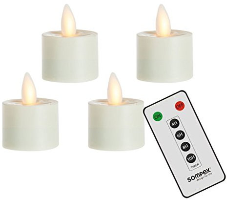 sompex 4er Set Flame LED Teelichter mit Fernbedienung